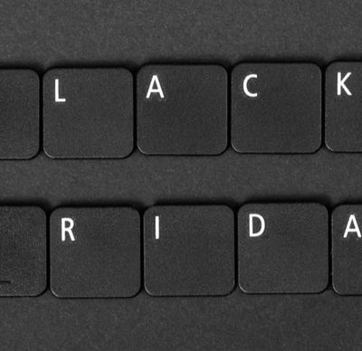 Black Friday. The phrase from the keyboard buttons. Black background.