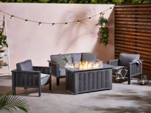 Liberty Rattan Aluminium Sofa Set with Fire Pit Table